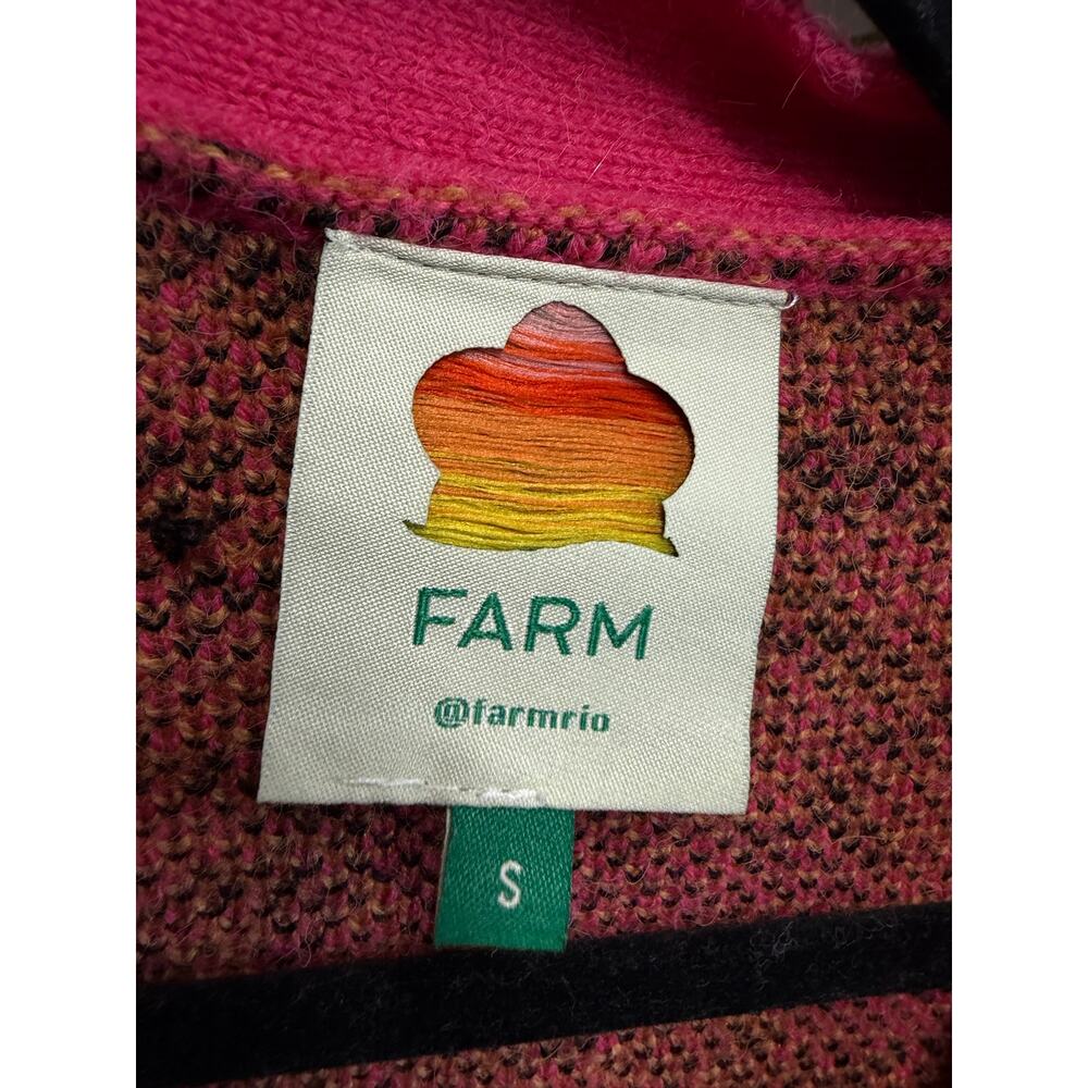 FARM Rio Croco Pink Knit Cardigan Sweater Oversized Multi Women's S - Picture 8 of 12